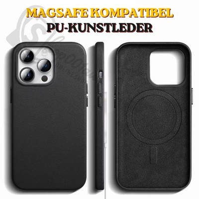 MagSafe PU-Kunstleder Hülle für iPhone 17 16 15 14 13 Pro Max Air Case Cover