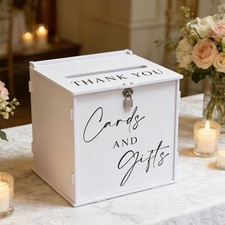 White Card Box 10 X 10 X 8.5 Inches with Lock Slot - Elegant Wedding