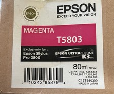 New In Sealed Box Genuine Epson Pro 3800 3880 Magenta 80ml K3 Ink T5803 Expired