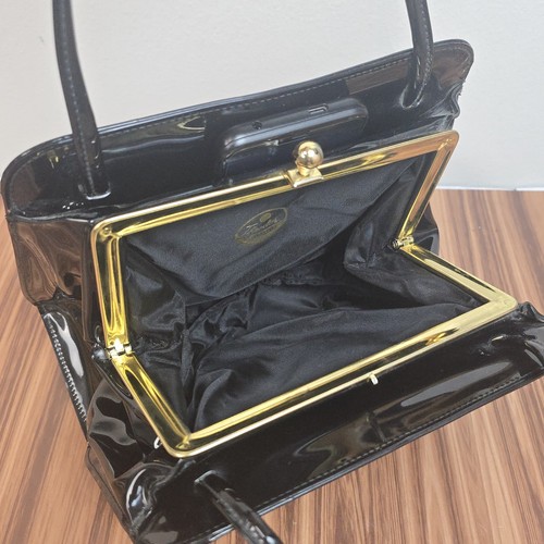 VTG Retro 60's THEODOR CALIFORNIA Black Patent Leather Clutch Handbag Purse - Picture 5 of 24