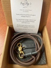 Rolled Biothane Dog Leash 7' Brown Solid Brass Lobster Clip Custom Sloppy Chops