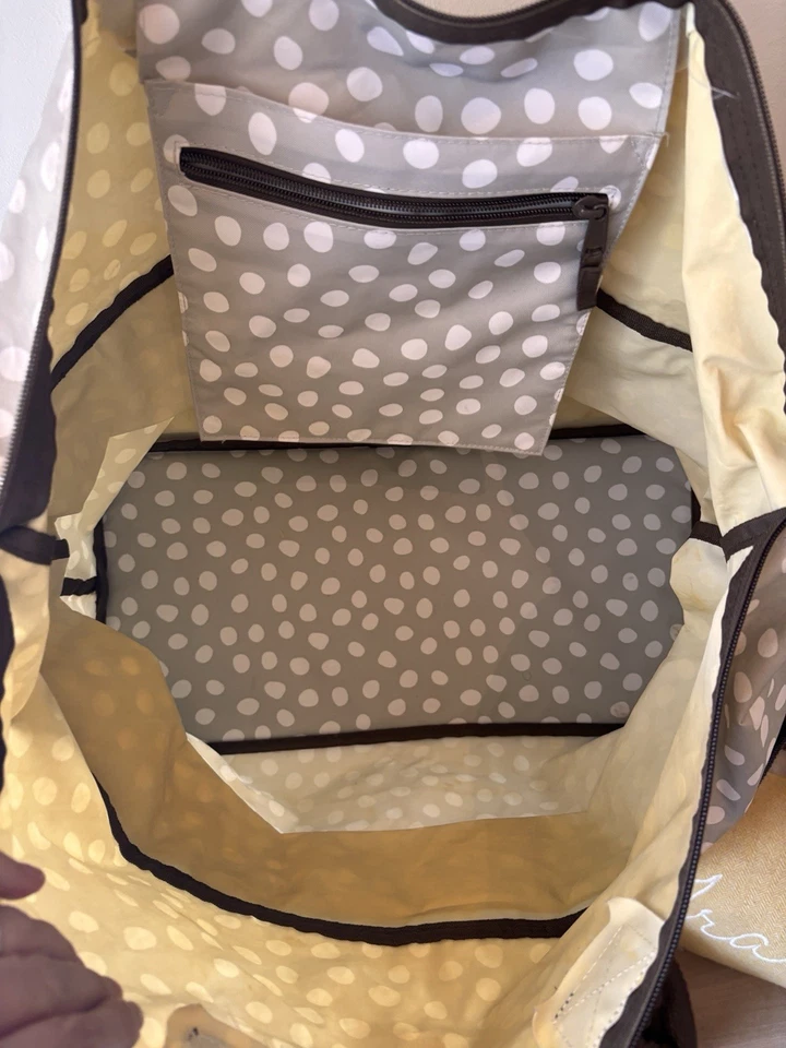 EUC Thirty-One 31 Expand-A-Tote Polka Dot Taupe Bag - Image 4 of 4