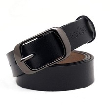 Women's Belt Genuine Leather Belt with Single Prong Alloy Buckle Black 41inch...