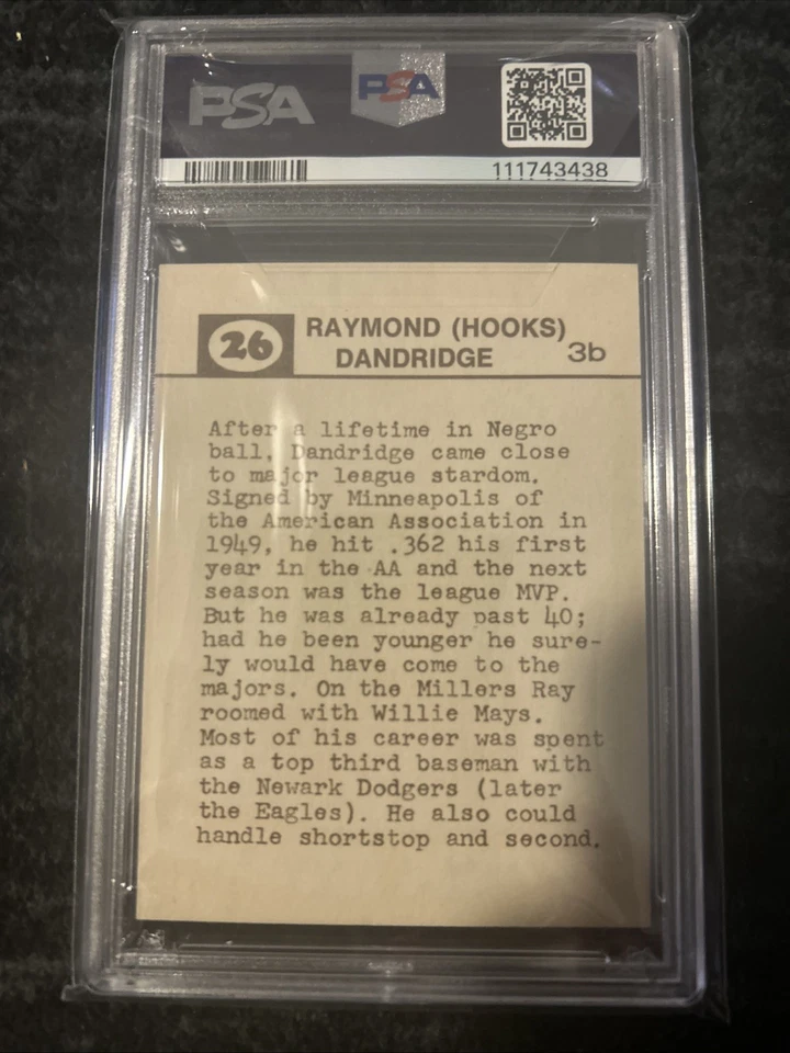 1974 LAUGHLIN OLD-TIME BLACK STARS 26 Ray Dandridge HOF PSA 5 - Image 2 of 2