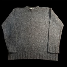 Basic Elements 100% Shetland Wool Gray Heavy Crew Neck Sweater Size Large