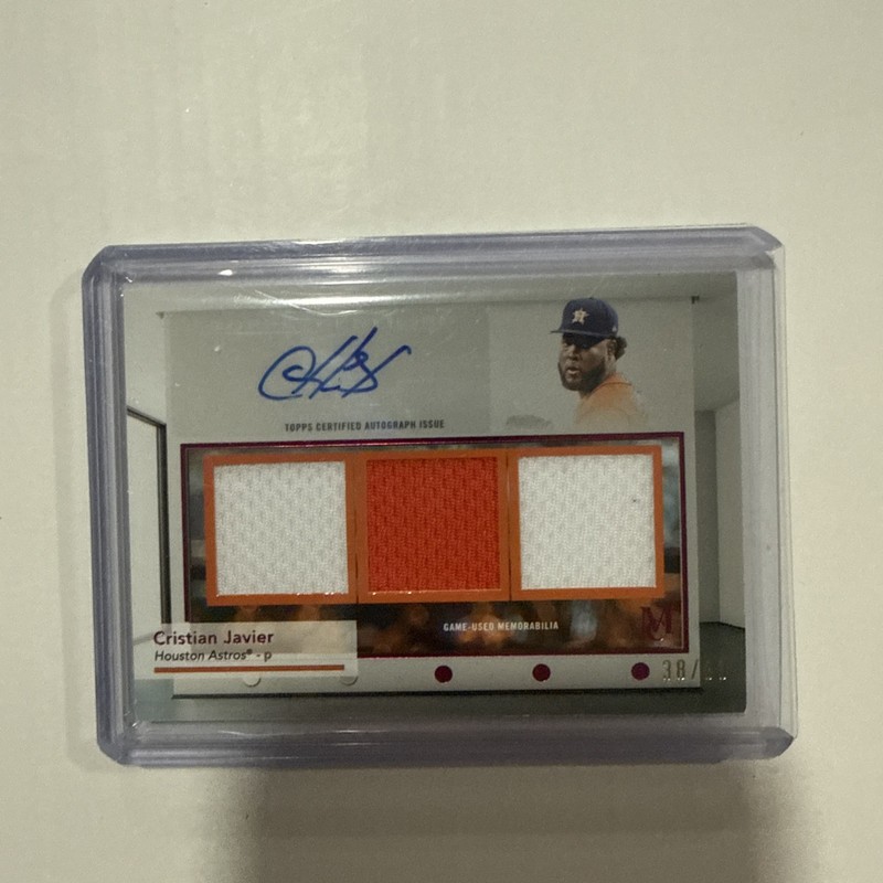 Cristian Javier #SWTRA-CJ 2024ToppsMuseumCollection TRIPLE RELIC AUTO 10/99 Pink