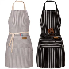 2 Pack Adjustable Bib Apron with 2 Pockets Chef Cooking Kitchen Restaurant Apron