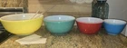 1940s Primary Color Pyrex Mixing Bowl Set 401-404, Reduced Price 3 Times!!