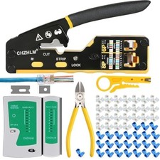 RJ45 Crimping Tool Kit for Cat5/6/6a, 50pcs Connectors  Covers Set