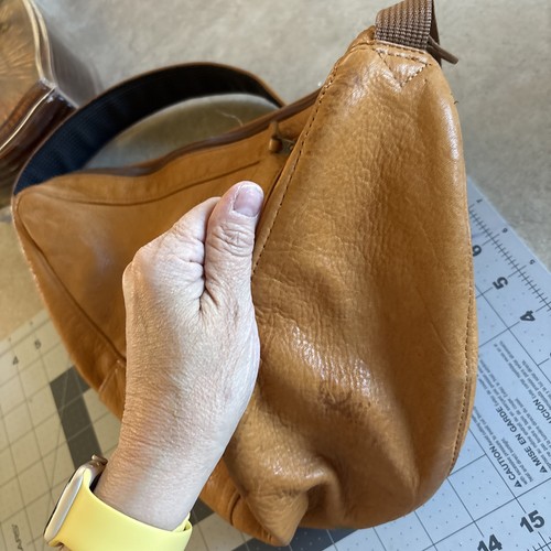 Bolso de frijoles LL vintage de cuero marrón Ameribag honda correa única utilidad saludable - Imagen 7 de 22