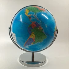 13" World Globe Stainless Steel Stand - Dual Axis 720 Omnidirectional Rotation