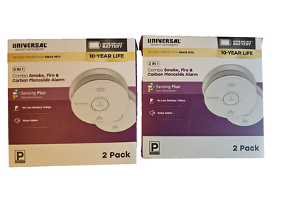 4-Pack 10-Year 3-in-1 Smoke Fire & Carbon Monoxide Detector w/Voice Alarm