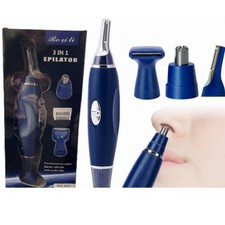 Electric Nose Ear Beard Hair Trimmer Eyebrow Mustache Shaver Clipper 3-Heads