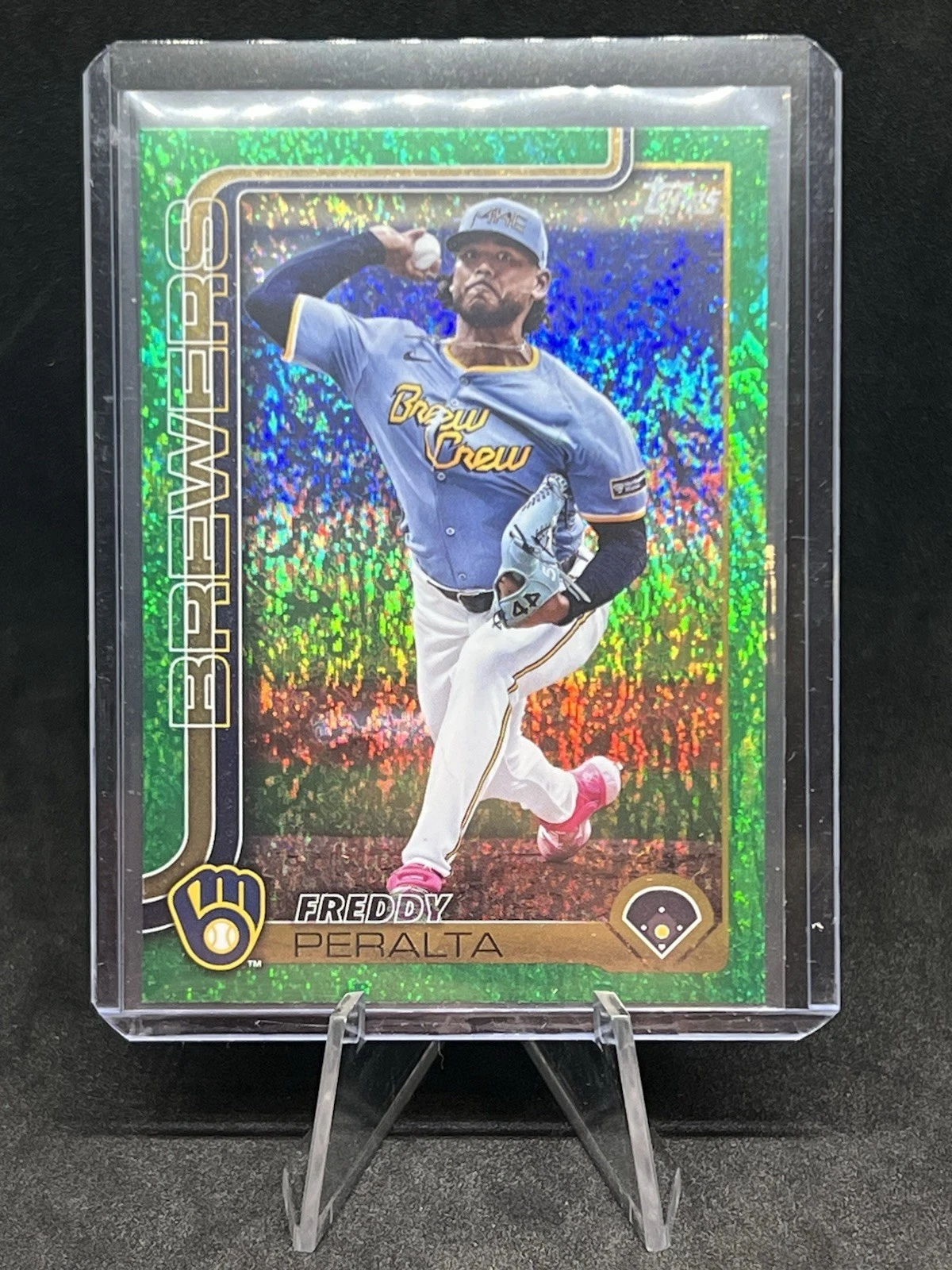 Freddy Peralta -  2025 Topps Series 1 - Green Holo Foil /99 - Milwaukee Brewers