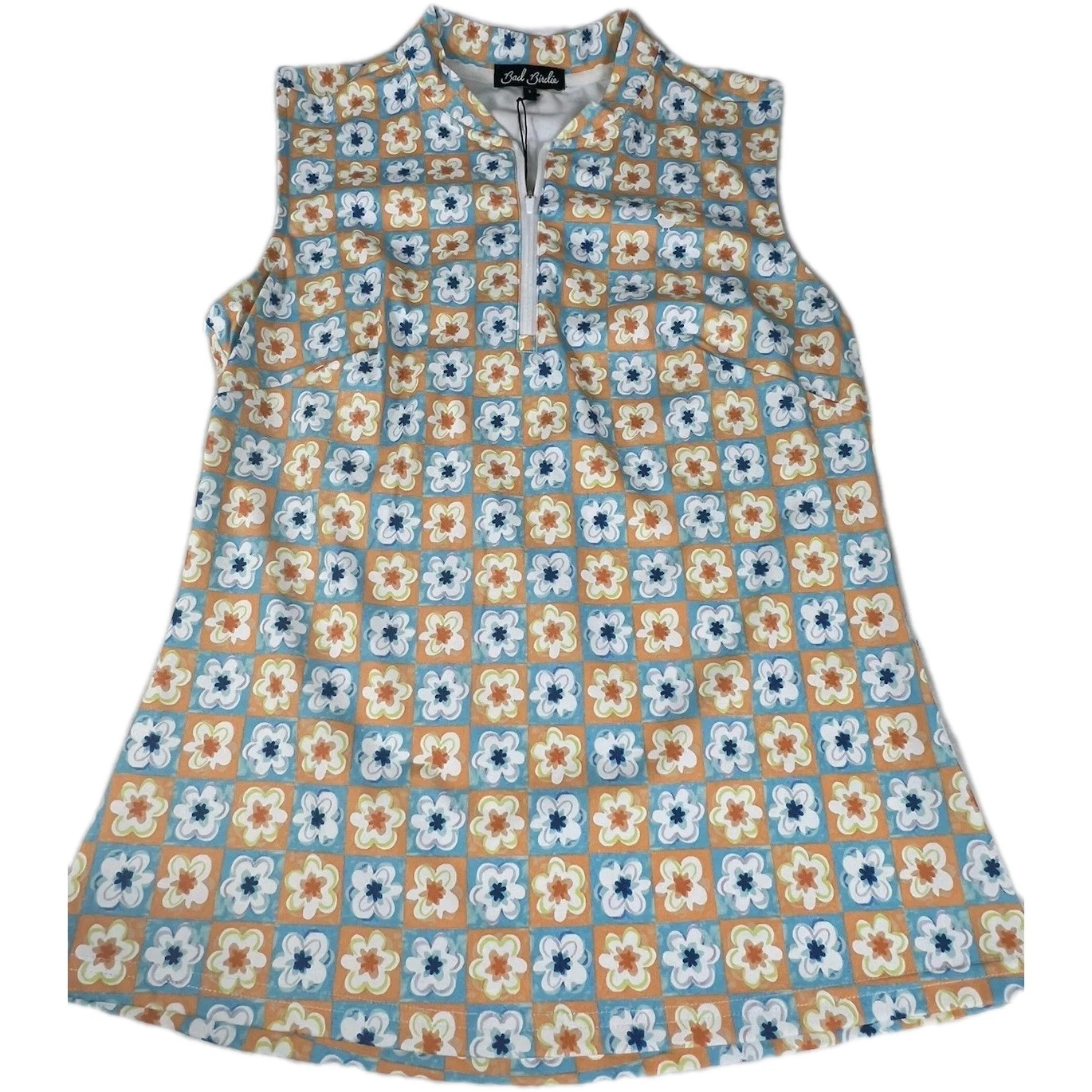 Bad Birdie 1/4 Zip Polo Women's Small Blade Sleeveless Flower Power UPF50+ New