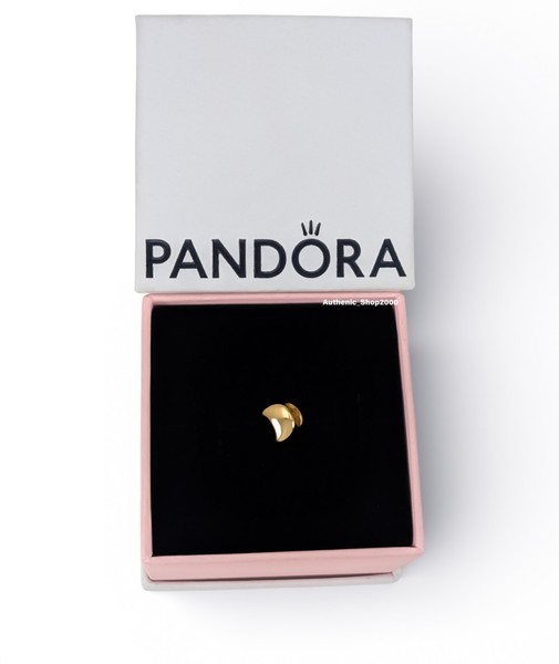 Alternate view of New 100% Authentic Pandora 14k Gold Plated Moon Mini Charm 764516c00