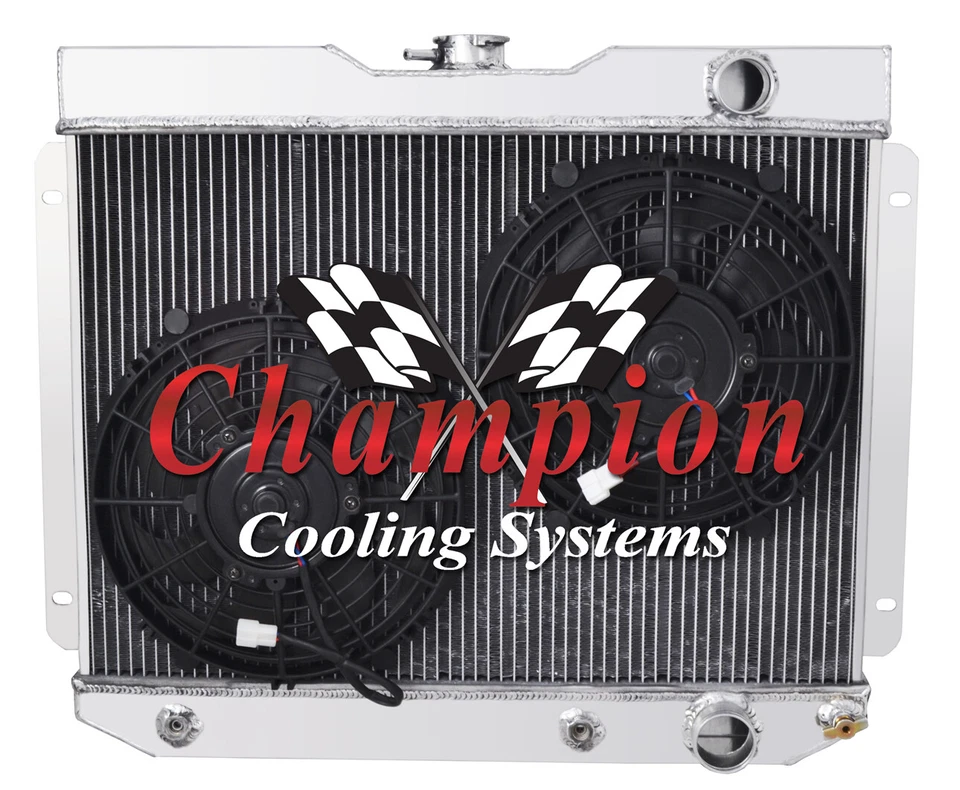 Radiador Eagle Champion de 3 filas con 2 ventiladores de 12" para Chevrolet Bel Air 1965 #CC65BA Foto 3 de 4