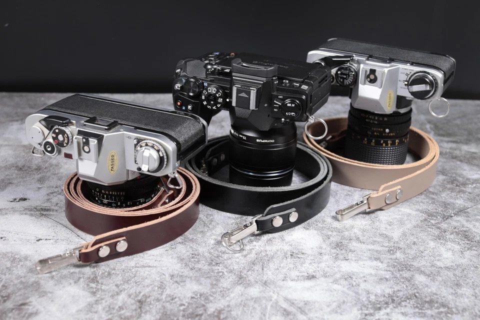 Genuine Leather Camera Strap Neck Shoulder Handmade 118cm Quick Releise Snap-on - Image 3 of 4