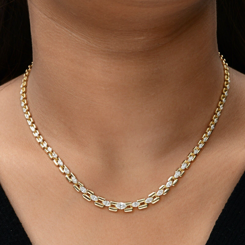 3,16 ct Naturalny SI/H Markiza Diament Naszyjnik Łańcuszek kotwiczny 18k Żółte złoto - Zdjęcie 2 z 10