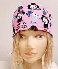 HELLO KITTY SUPER GAMER PINK MEDICAL NURSE SCRUB CAP  2 SIZE SELECTION 