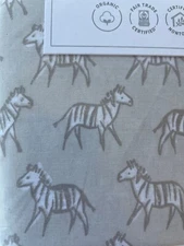 NWT Pottery Barn Kids Baby Zebra Cotton Fitted Crib Sheet Taupe Beige Animals