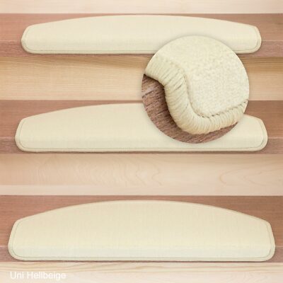 Vorwerk Stufenmatten Treppenteppich Halbrund Hellbeige versch. Set Varianten 