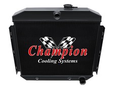3 Row KR Champion Black Finish Radiator for 1955 1956 Bel Air 6 Cyl Mount