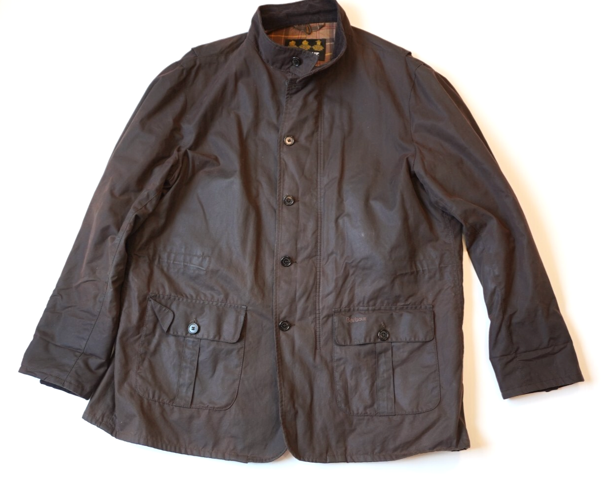 RARE VINTAGE BARBOUR COMMANDER LONG WAX JACKET XXL BROWN ORANGE