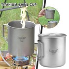 420ML with Lid Titanium Cup Pure Titanium Camping Mug Drinking Cup  Outdoor