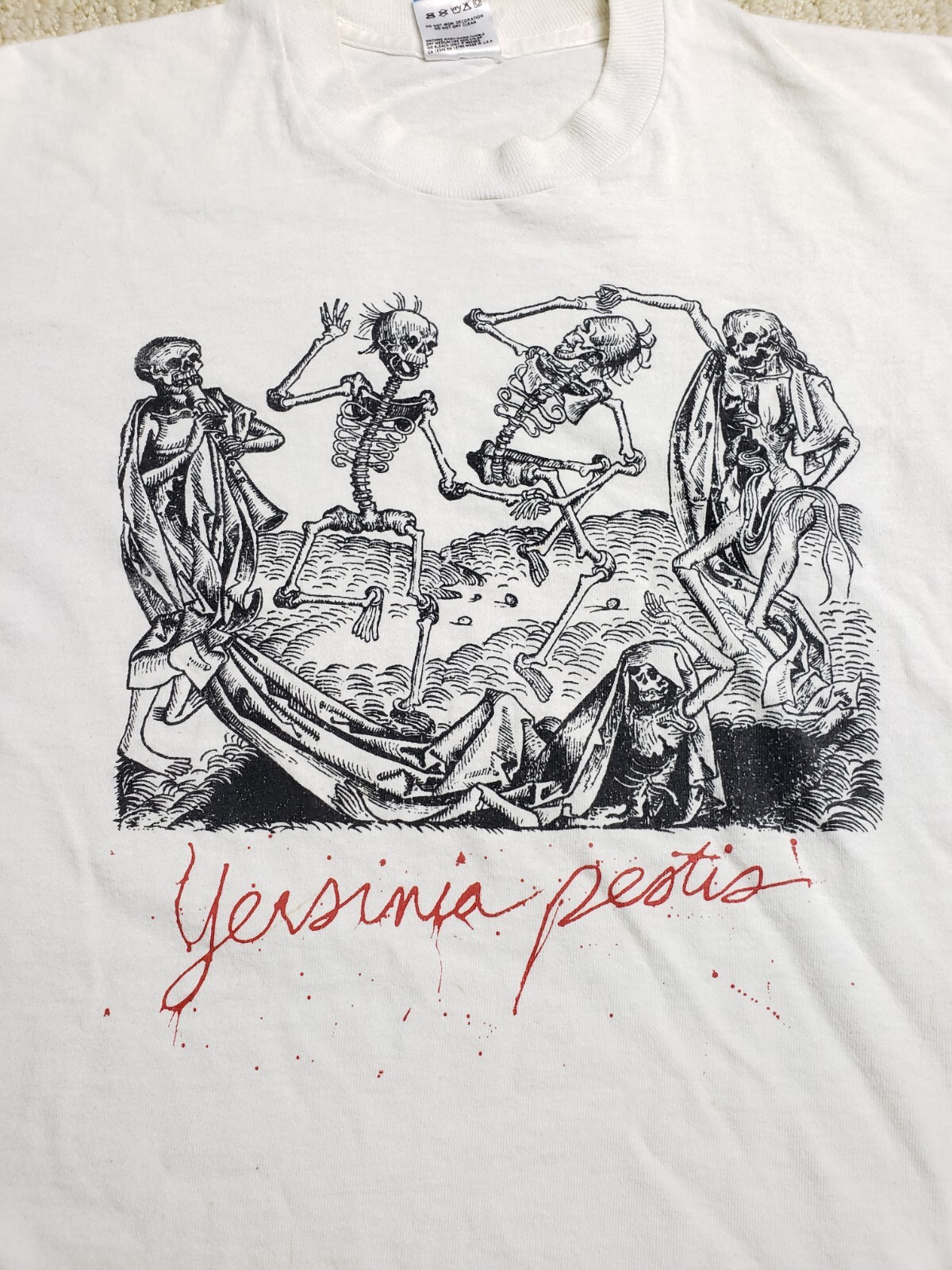 T shirt vintage 1987 Bill Keene Yersinia Pestis nera peste ratto scheletri pulci M
