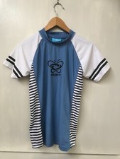 Women s the Realm Rash guard shirt Blue Black striped Size M Medium