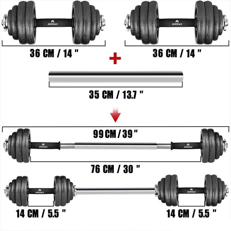 30kg Cast Iron Dumbbell, Barbell set gym home, Adjustable Weights