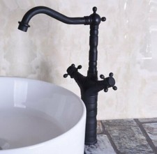 Black oil Antique Brass Swivel Spout Kitchen Sink Faucet Mixer Basin Tap Knf146