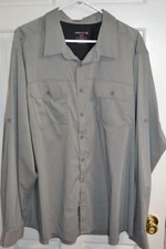 Swiss Tech Gray Casual Button Front LS Shirt Size 2XL/2XG Polyester/Spandex
