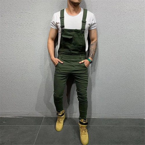 Men Suspender Denim Jeans Dungarees Overalls Romper Jumpsuit Bib Pants Trousers - Picture 9 of 27