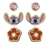 Disney Stitch Fashion Stud Earring Set 3 Pair Sensitive Experiment 326 Gold