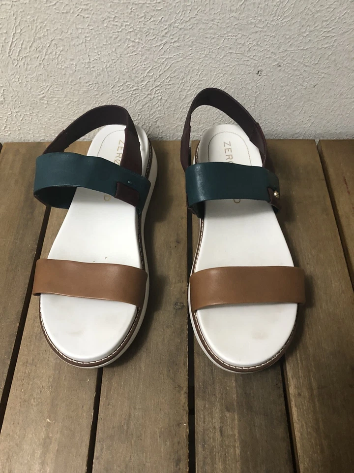 Sandalias para mujer Cole Haan Zerogrand 10,5 B multicolor plataforma cuero zapatos usados en excelente estado Foto 4 de 4