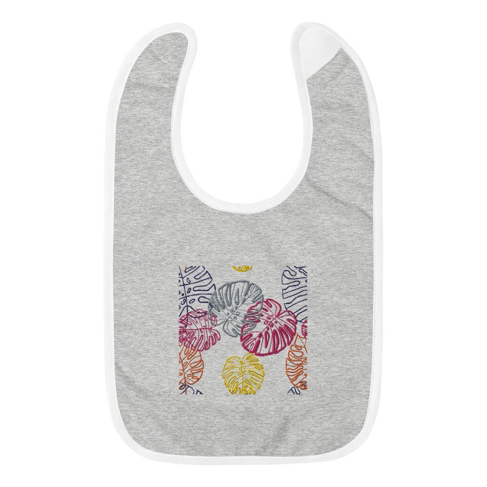 Monstera Embroidered Baby Bib