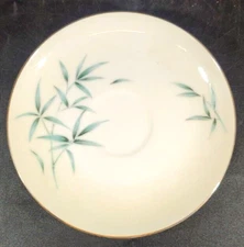 Set of 4 Sone China Bamboo Aqua 6 " Saucer Plate Silver Trim White 1964