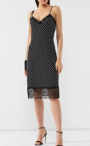 MICHAEL KORS abito donna nero e osso a pois senza maniche slip donna medio nuovo con etichette