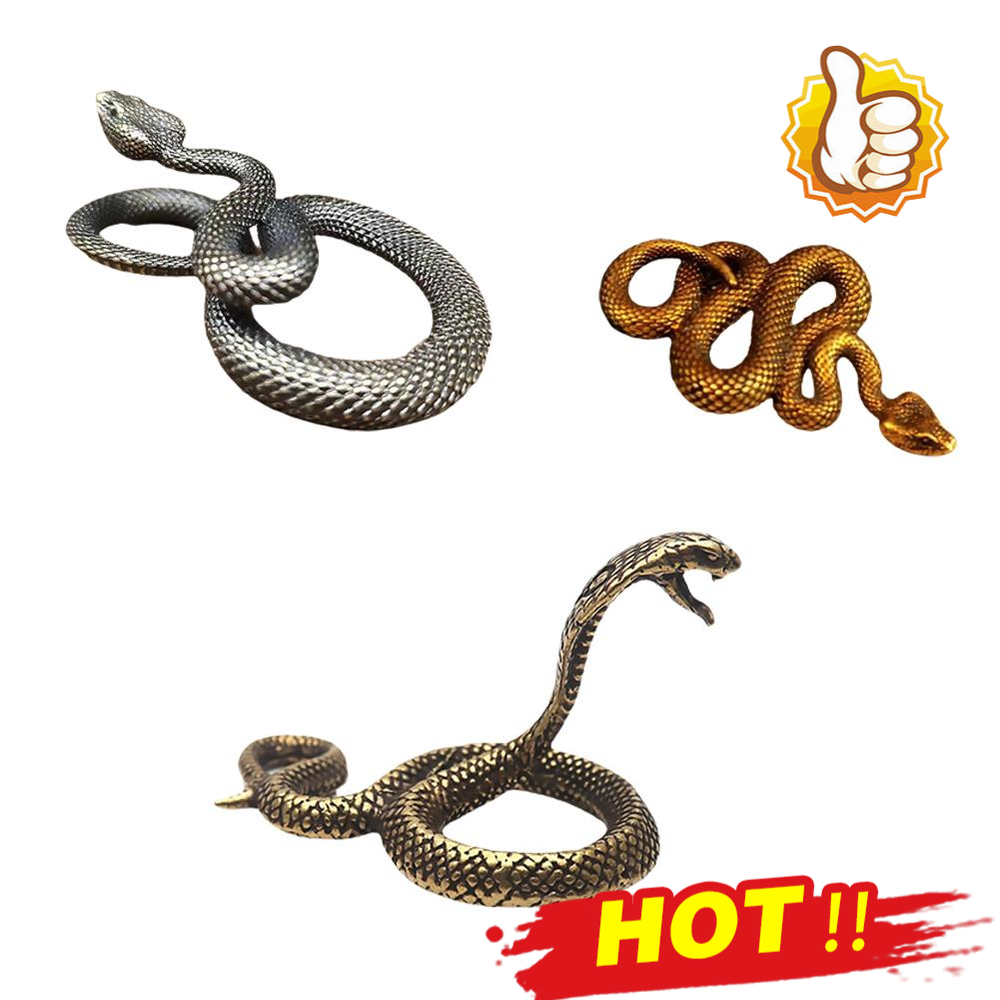 Brass Mini Antique Snake Statue Ornaments 2025 The Year of Snake Figurine-- HOT