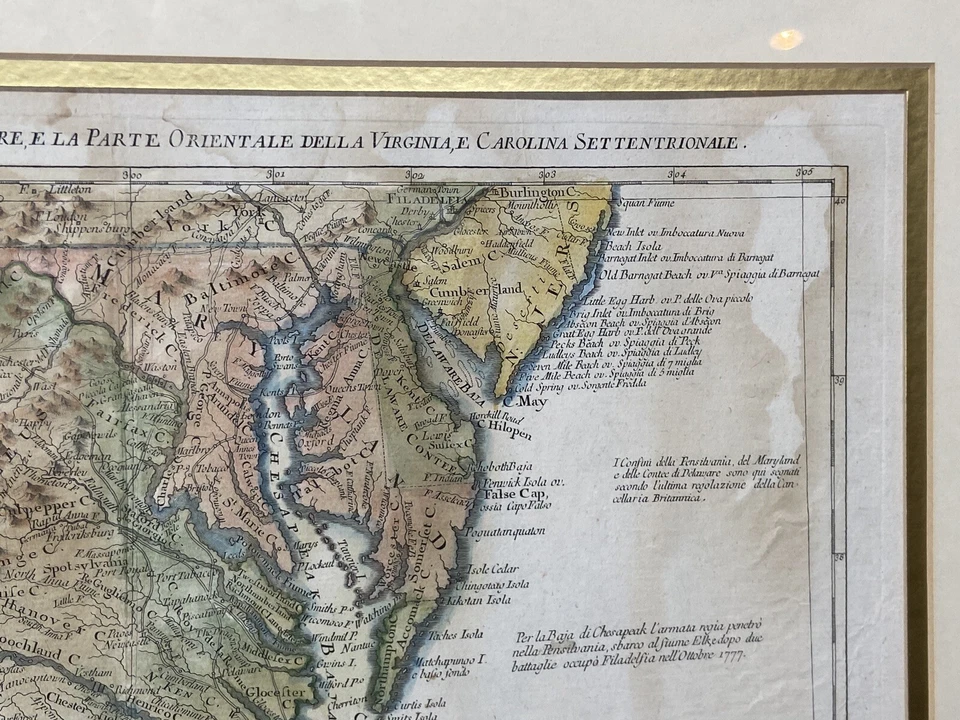 1778 Revolutionary War Era Map Maryland Virginia Delaware NC SC Antonio Zatta - Image 4 of 4