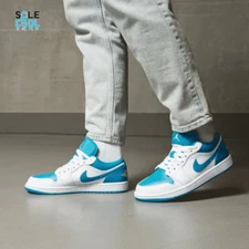 Nike Air Jordan 1 AJ1 Low Aquatone White Mens Shoes 553558-174