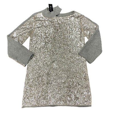 INC International Concepts Womens Size M Sequin Sweater Dress Heather Grey  NWD