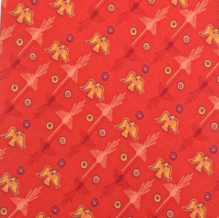 PINEDA COVALIN Cultura Nazca, Peru Spirit Bird in Flight Red Men's Silk Neck Tie - Image 3 of 4