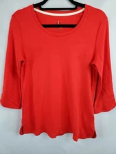 Isaac Mizrahi Live! Women Chili Red Essentials Scoop Neck Tulip Hem Top Size XS