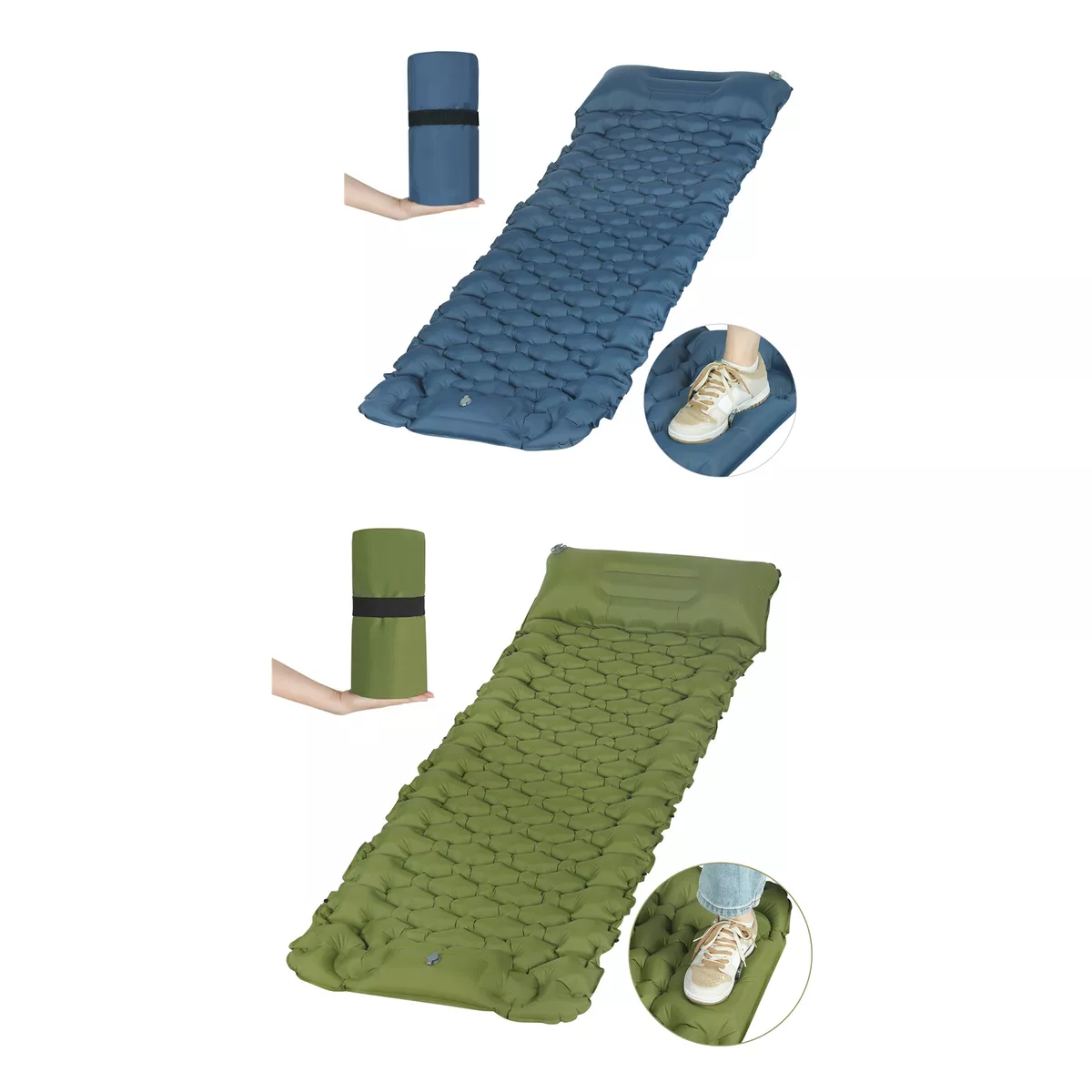 Camping Inflatable Mattress Air Mat Sleeping Pad Hiking Roll Up Bed Mat Outdoor