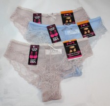 NWT set /3 MAIDENFORM comfort devotion LACE TANGA no lines SHEER TAUPE BLUE S/5