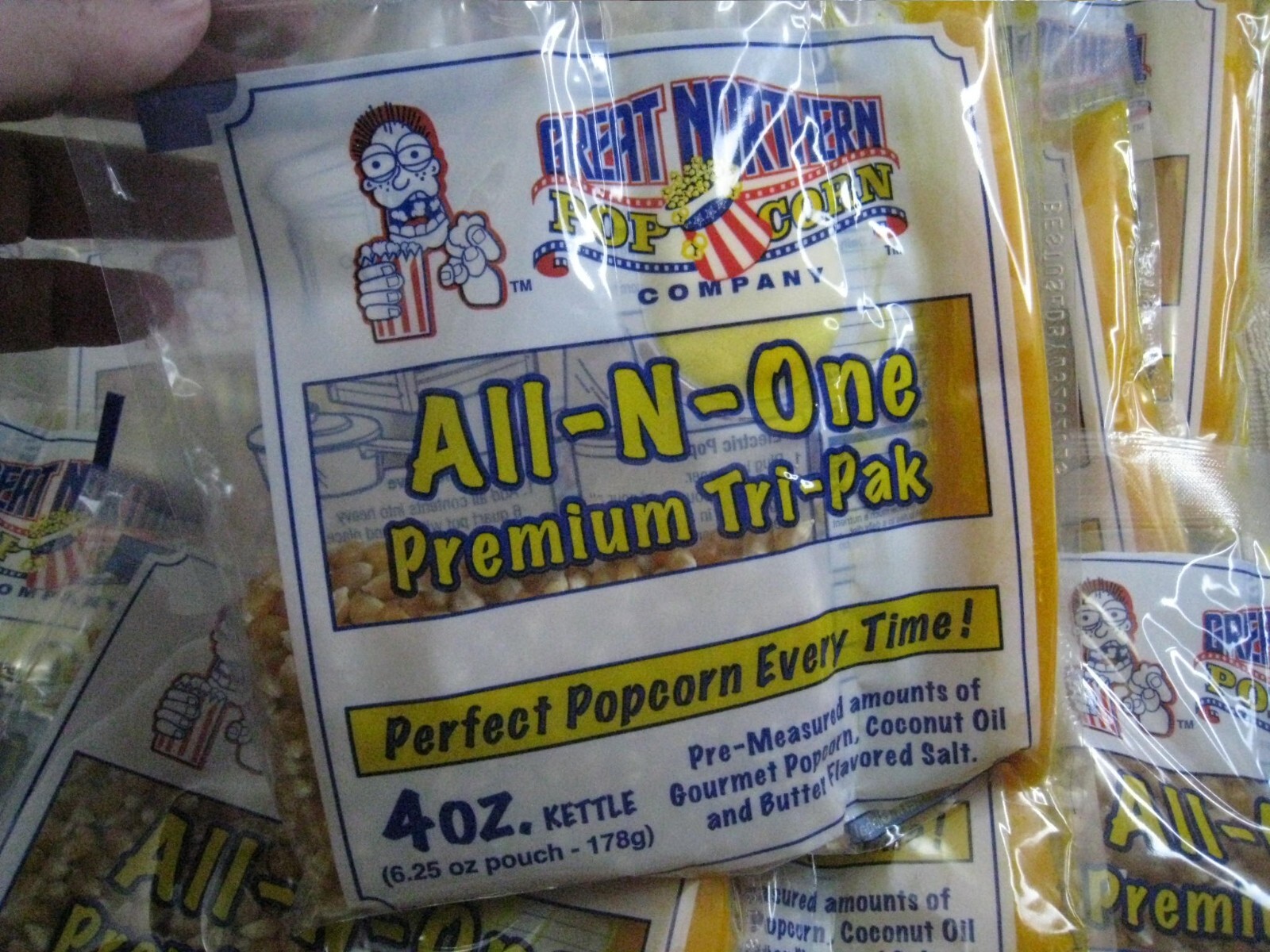 Great Northern Popcorn All-N-One Premium Tri-Pak 4oz kettle FULL CASE 02/2026