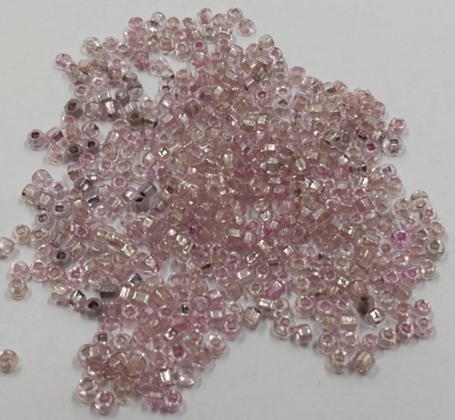 1960s Vintage Czech Glass Light Pink Silver Lined Seed Beads 1 Tube 5g BBT-18